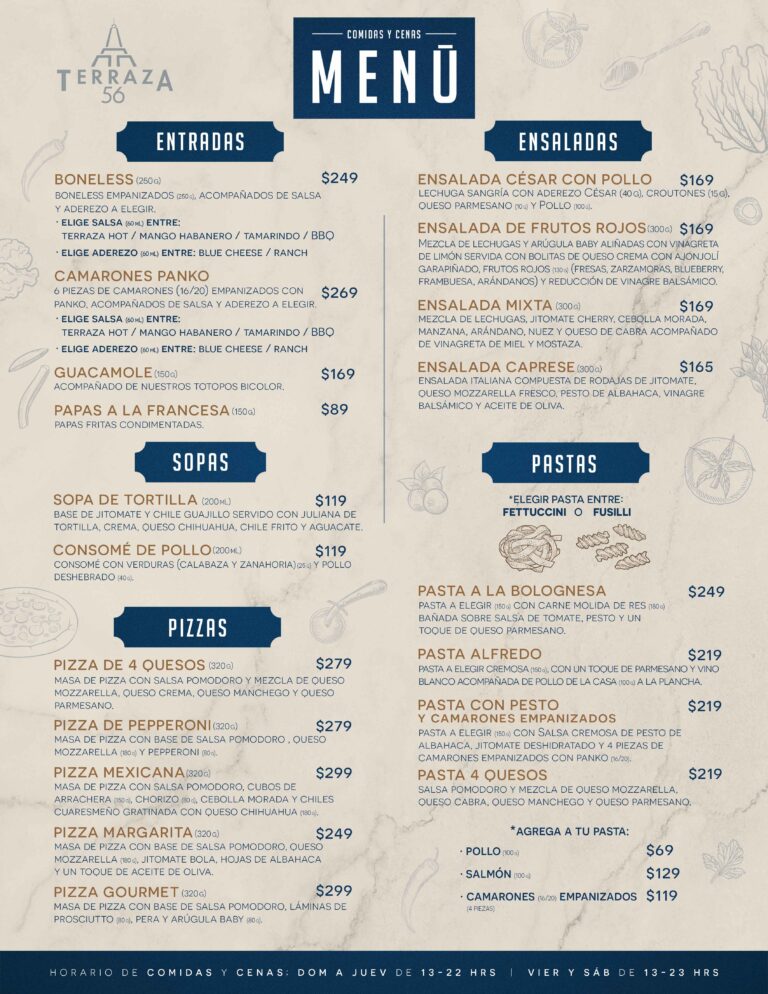 Terraza 56 - Menú - Comidas y cenas
